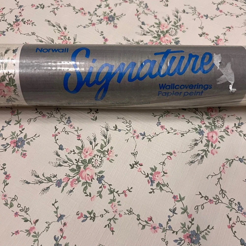 Vintage Norwall Floral Wallpaper | 2 Full Rolls | Cottage Country Feminine